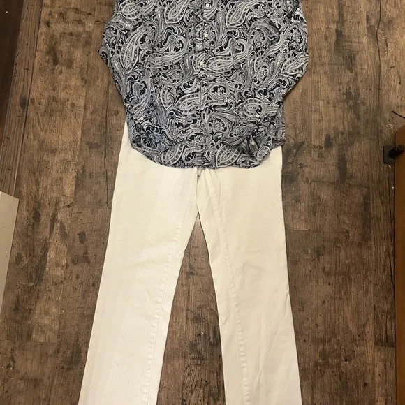 LRL Lauren Jeans Co. Ralph Lauren White Straight Leg Jeans Size 4P - Picture 6 of 9